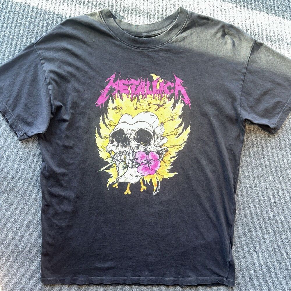 Metallica Pushead Flaming SkullVintage Reprint T-shirt Men’s Size S Small